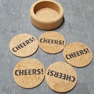 Cheers cork coasters wine set of 5